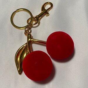 Gold and Red Cherry Purse Charm